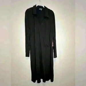 NWT Vince Camuto Black Rayon Blend Midi Dress Snap Wrap Top Size 3X